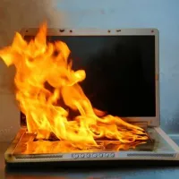 laptop on fire