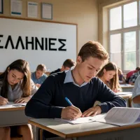 μαθητές εξετάζονται σε τάξη για τις πανελλήνιες