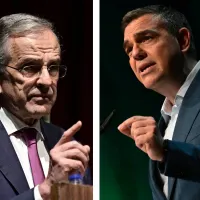 Κολάζ με φωτογραφίες Αντώνη Σαμαρά και Αλέξη Τσίπρα
