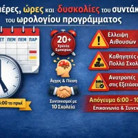 Πίνακας με το ωρολόγιο πρόγραμμα στα σχολεία
