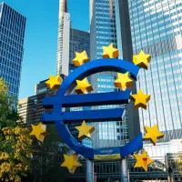 euroskulptur in frankfurt downtown germany