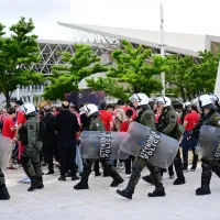 Αστυνομικοί των ΜΑΤ έξω από το ΟΑΚΑ κατά τη διάρκεια του Final Four