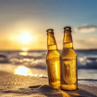 beer on a beach
