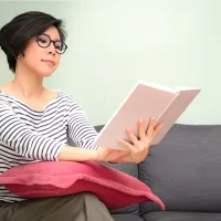 reading with glasses