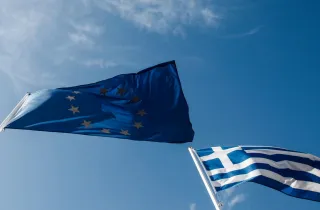 Η σημαία της Ευρωπαικής Ένωσης και της Ελλάδας