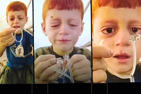 Το απαρηγόρητο κλάμα του 7χρονου Αγιούμπ Τζουναΐντ πάνω από τα σπασμένα γυαλιά του στη Γάζα