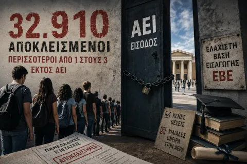 Βάσεις 2026: Περισσότεροι από 1 στους 3 υποψηφίους έμειναν εκτός τριτοβάθμιας εκπαίδευσης