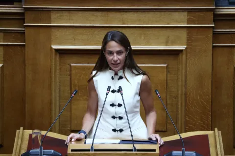 Η υπουργός Κοινωνικής Συνοχής Δόμνα Μιχαηλίδου