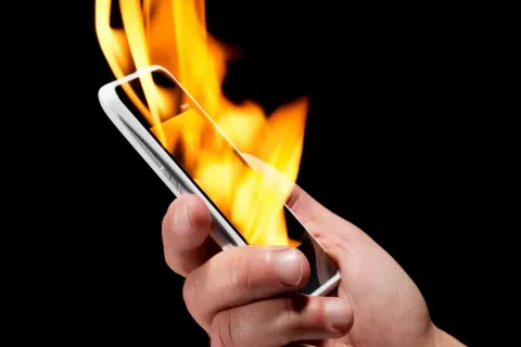 phone on fire
