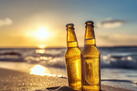 beer on a beach