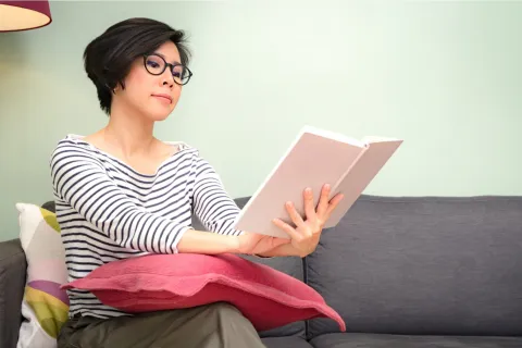 reading with glasses