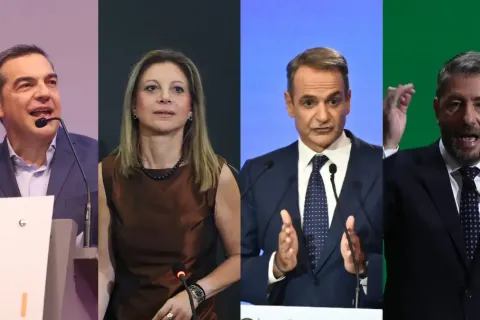 Πολιτικοί αρχηγοί των Ελληνικών κομμάτων για θέμα με δημοσκόπηση στις εκλογές